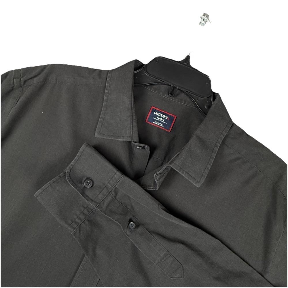 UNTUCKit Shirt Mens Extra Large Slim Fit Button Up Wrinkle Free Black Stone WF
